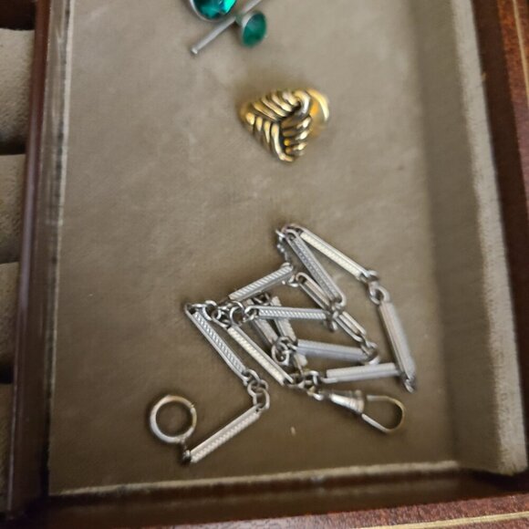 Vintage Brown with Gold Trim Swank Men's Jewelry Box with Mens Jewelry - Picture 7 of 16